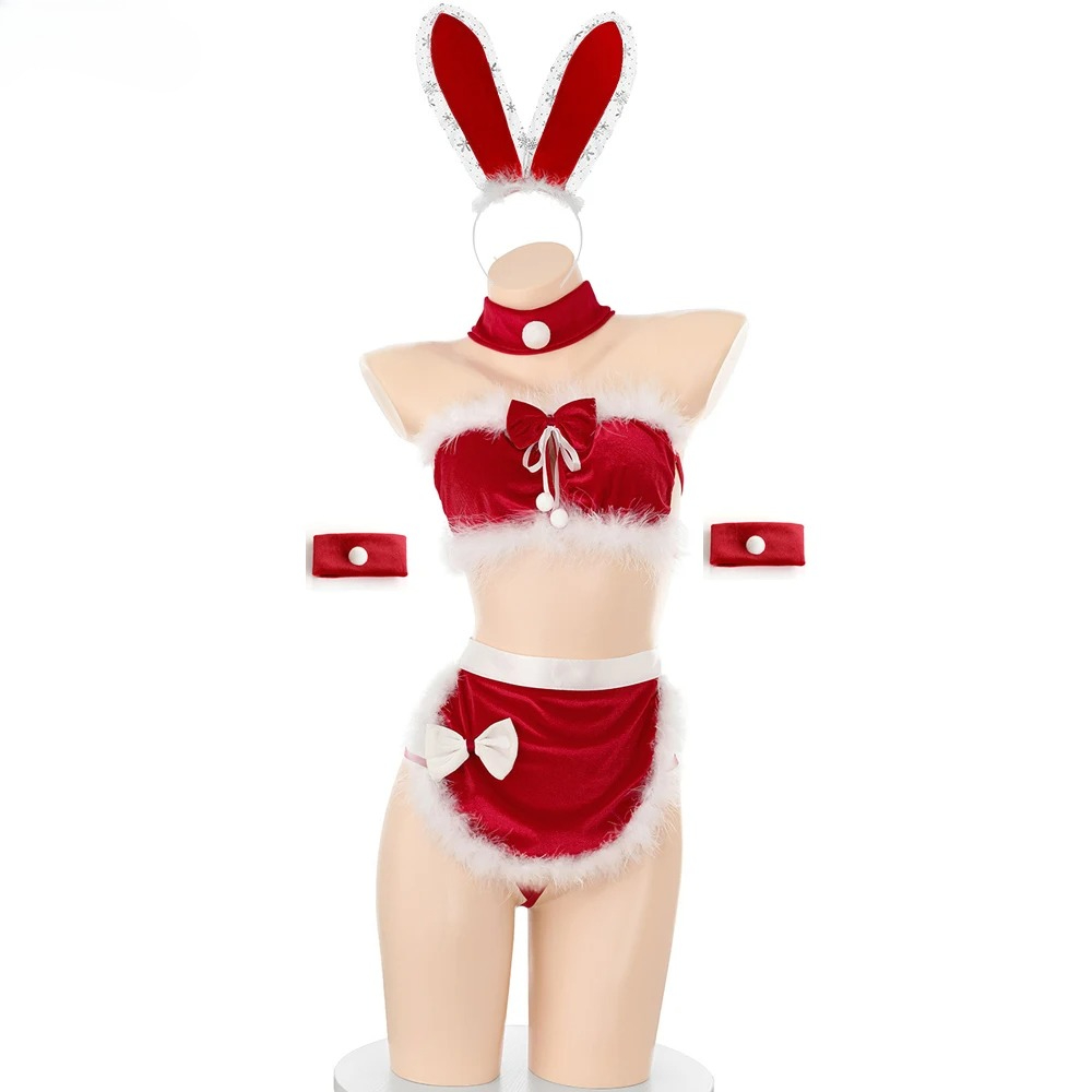 Anime Cosplay Bunny - Рождественский кролик, униформа горничной, карнавальный костюм,