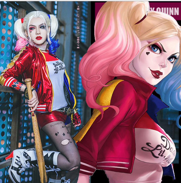 Anime Harley Quinn Cosplay - Хэллоуин отряд самоубийц костюм Харли Квинн