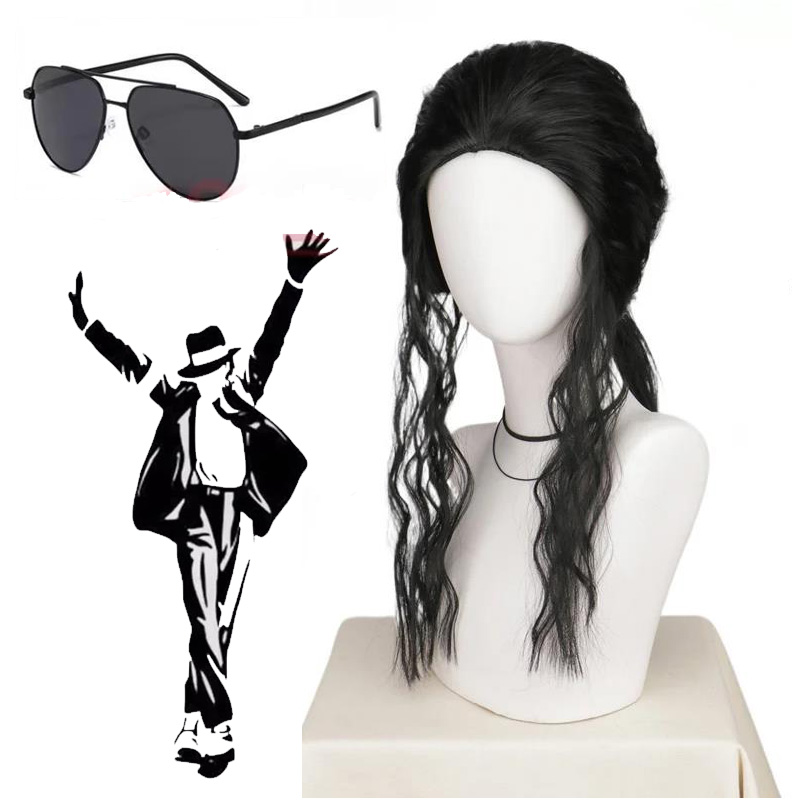 Anime Cosplay Long Black Hair - Парик для косплея Майкла Джексона или