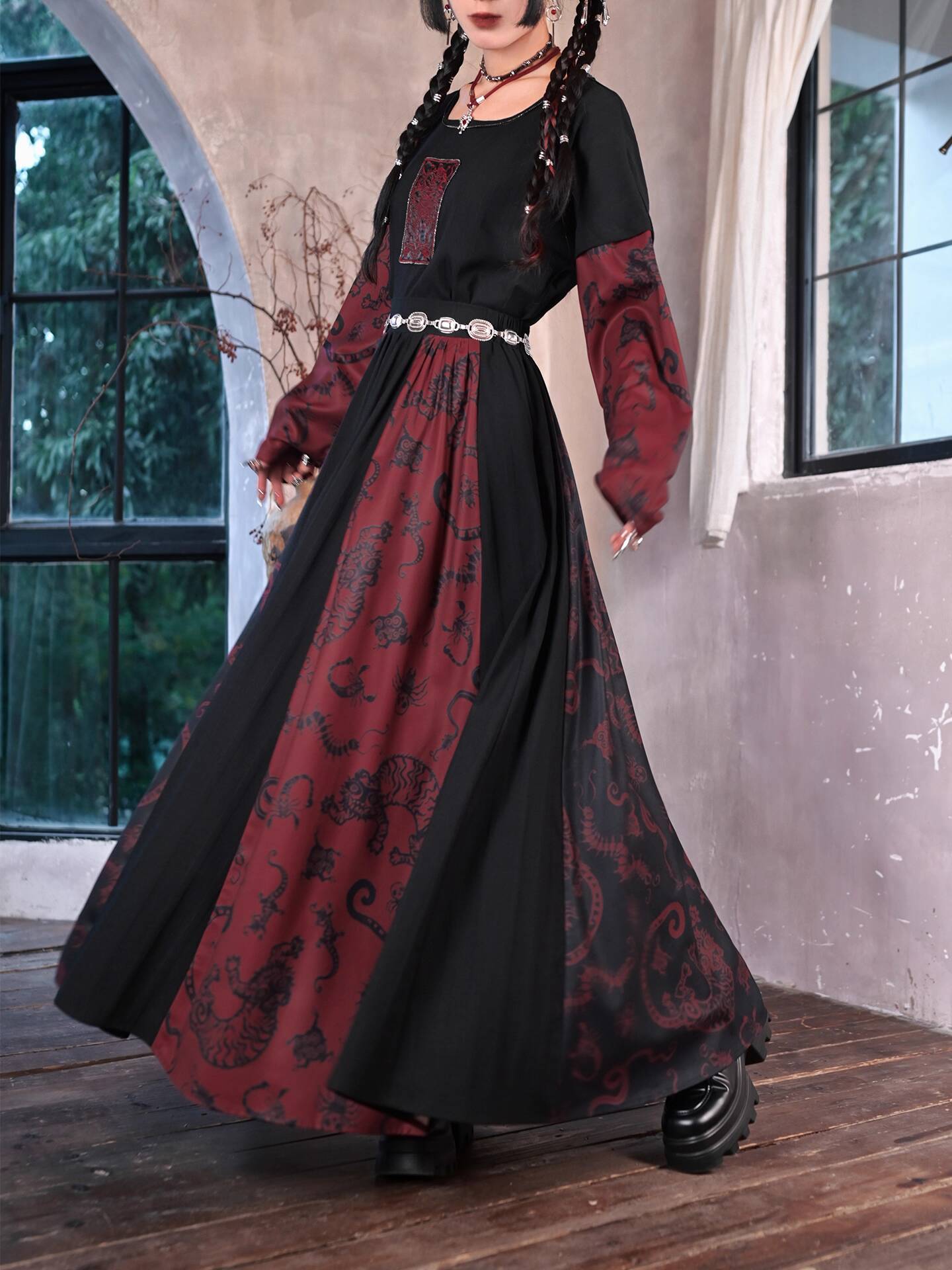 Новая улучшенная длинная юбка  – обзор и цена Anime Cosplay Red