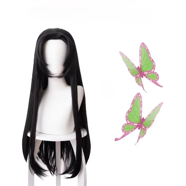 Аниме Kochou Kanae парик Kimet – обзор и цена Anime Cosplay Long Black Hair